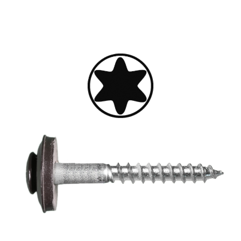 PRIMERO 4,5 x 25 TX, 3-teilig, Spenglerschrauben RAL 8014, Dichtscheibe 15mm,